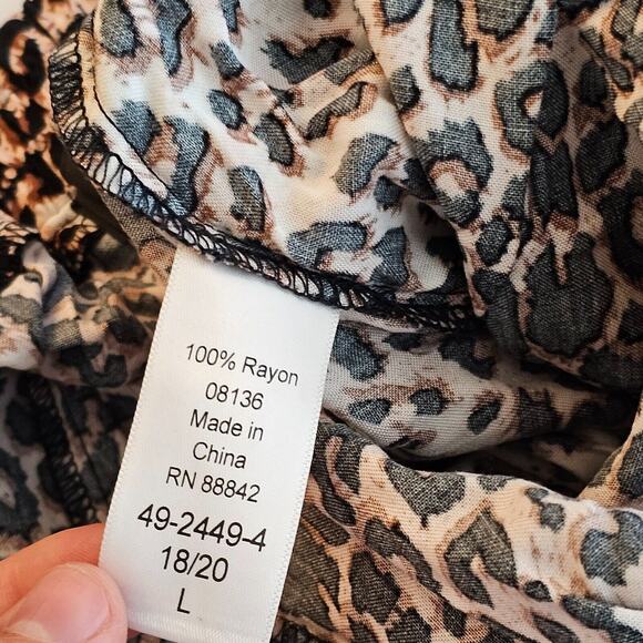 Ellos Womens Large 18 Cheetah Leopard Pull On Pants Woven Rayon Joggers New - Picture 7 of 8